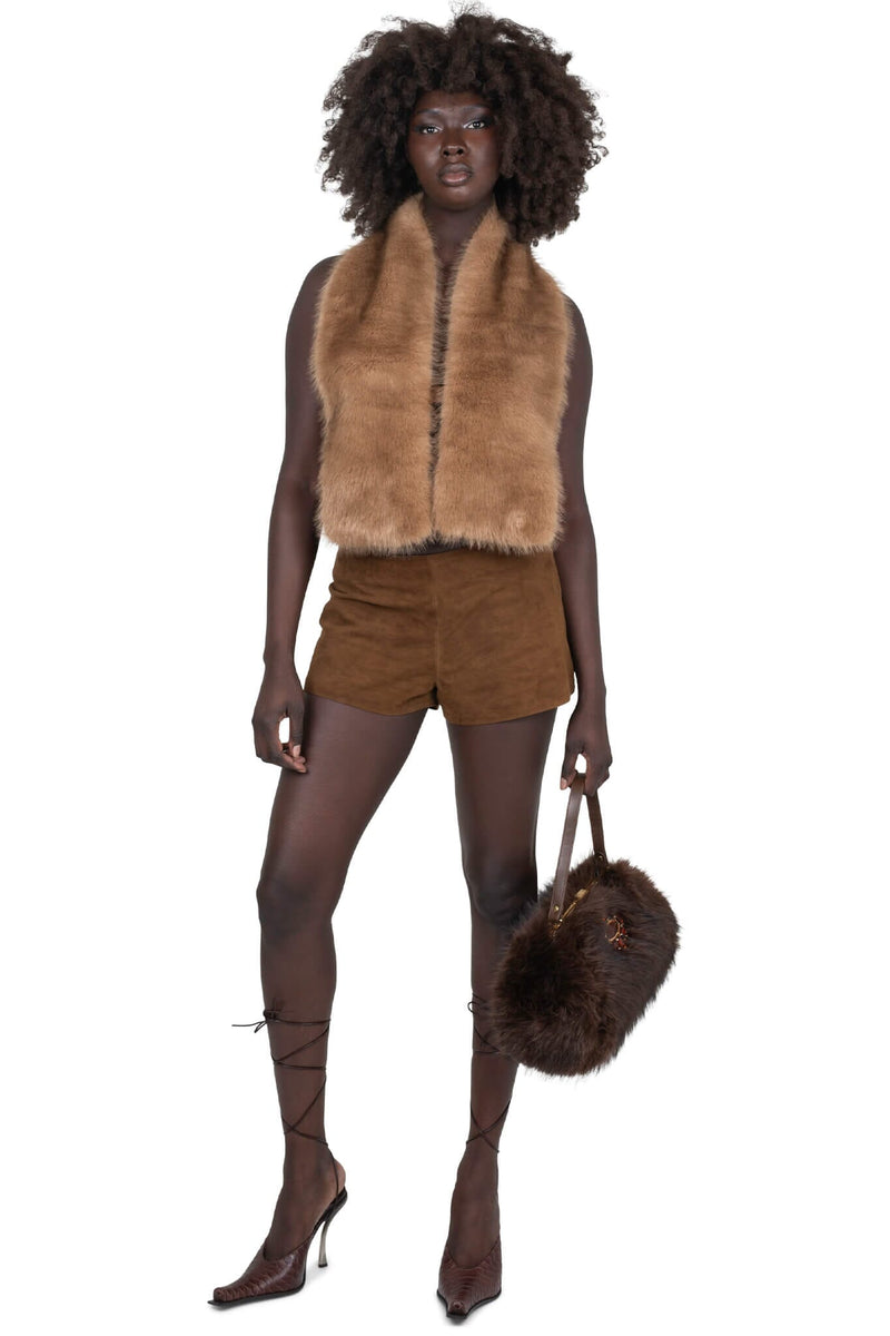 ROMANOV-F TOP Jeffrey Campbell Faux-Fur Top Light Brown
_hover