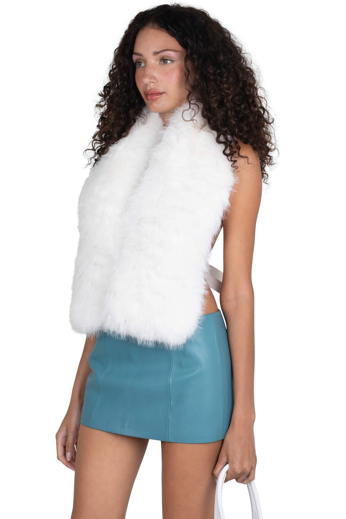 ROMANOV-F TOP Jeffrey Campbell Faux-Fur Top White _hover