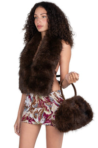 ROMANOV-F TOP Jeffrey Campbell Faux-Fur Top Brown _hover