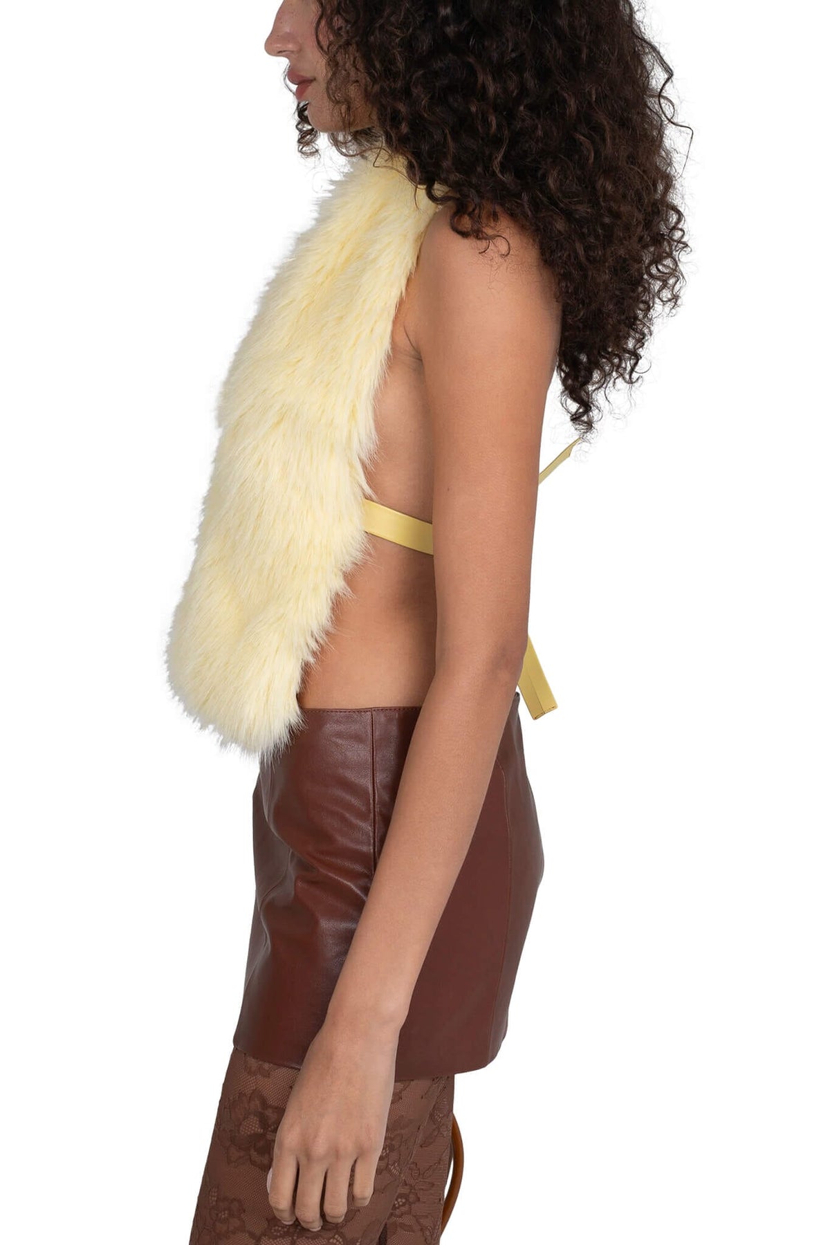 ROMANOV-F TOP Jeffrey Campbell Faux-Fur Top Yellow