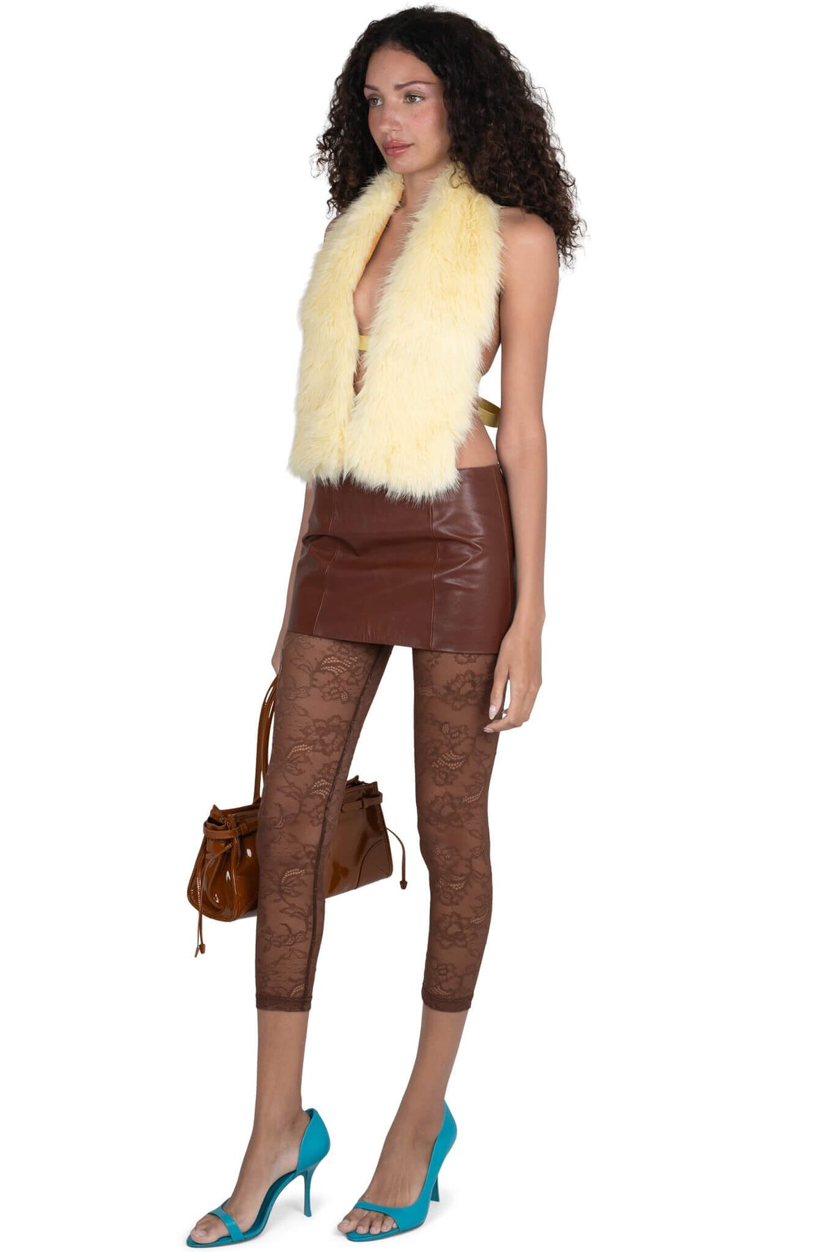 ROMANOV-F TOP Jeffrey Campbell Faux-Fur Top Yellow