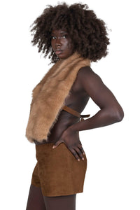 ROMANOV-F TOP Jeffrey Campbell Faux-Fur Top Light Brown
