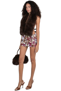 ROMANOV-F TOP Jeffrey Campbell Faux-Fur Top Brown