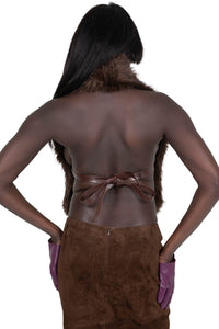 ROMANOV-F TOP Jeffrey Campbell Faux-Fur Top Brown Main