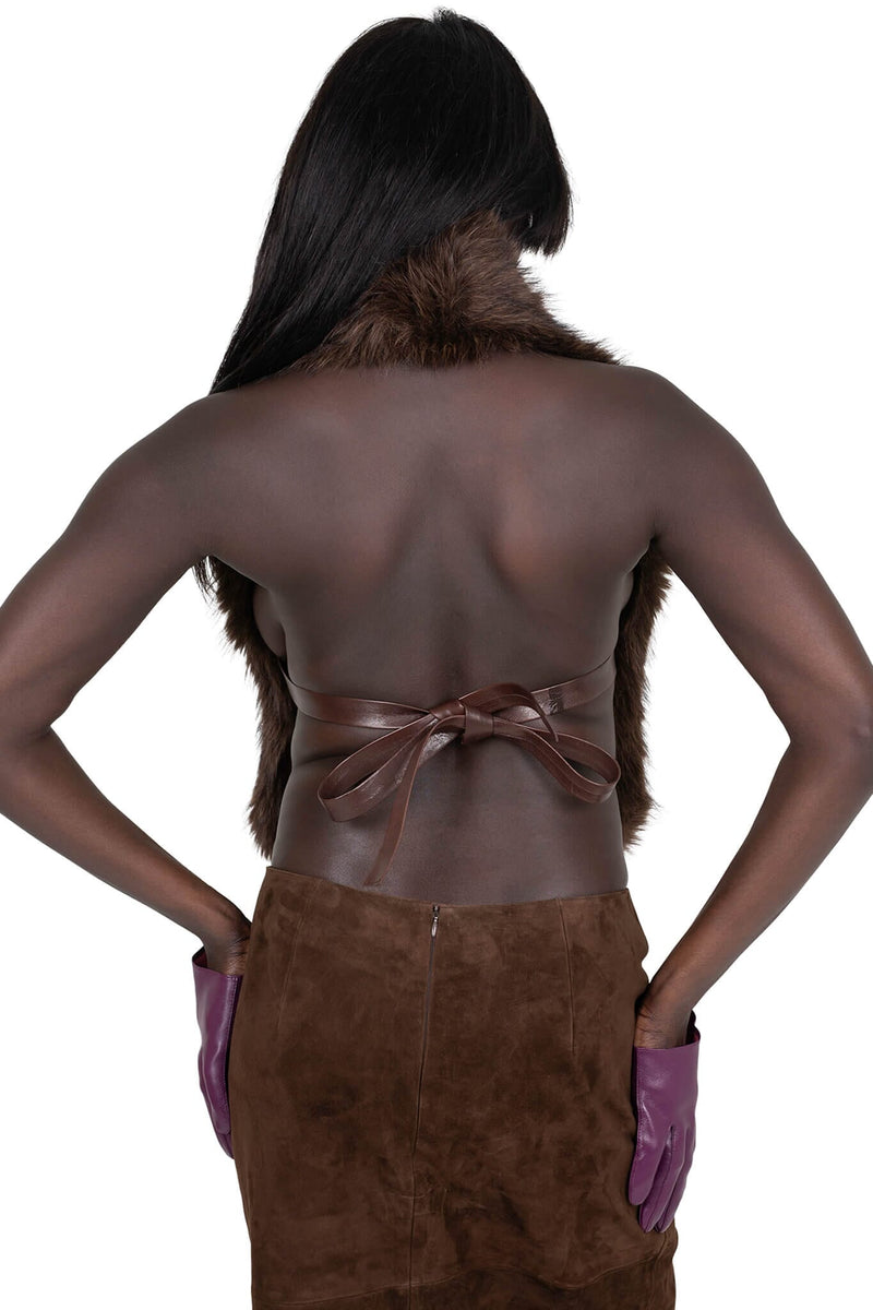 ROMANOV-F TOP Jeffrey Campbell Faux-Fur Top Brown Main