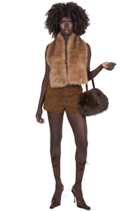 ROMANOV-F TOP Jeffrey Campbell Faux-Fur Top Light Brown