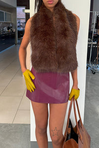 ROMANOV-F TOP Jeffrey Campbell Faux-Fur Top Brown Main