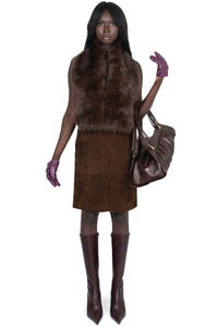 ROMANOV-F TOP Jeffrey Campbell Faux-Fur Top Brown Main