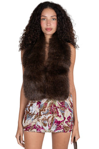 ROMANOV-F TOP Jeffrey Campbell Faux-Fur Top Brown
