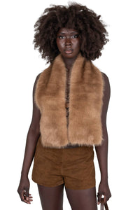 ROMANOV-F TOP Jeffrey Campbell Faux-Fur Top Light Brown