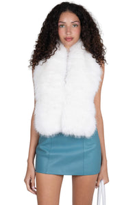 ROMANOV-F TOP Jeffrey Campbell Faux-Fur Top White