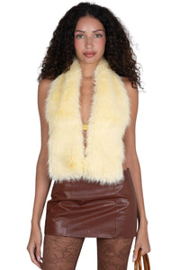 ROMANOV-F TOP Jeffrey Campbell Faux-Fur Top Yellow