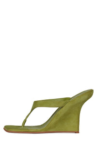 ROMEE Jeffrey Campbell Wedge Sandal Chartreuse Suede