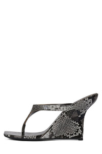 ROMEE Jeffrey Campbell Wedge Sandal Grey Black Python