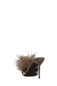 SHOPAHOLIC Jeffrey Campbell Heeled Mule Taupe Satin Combo