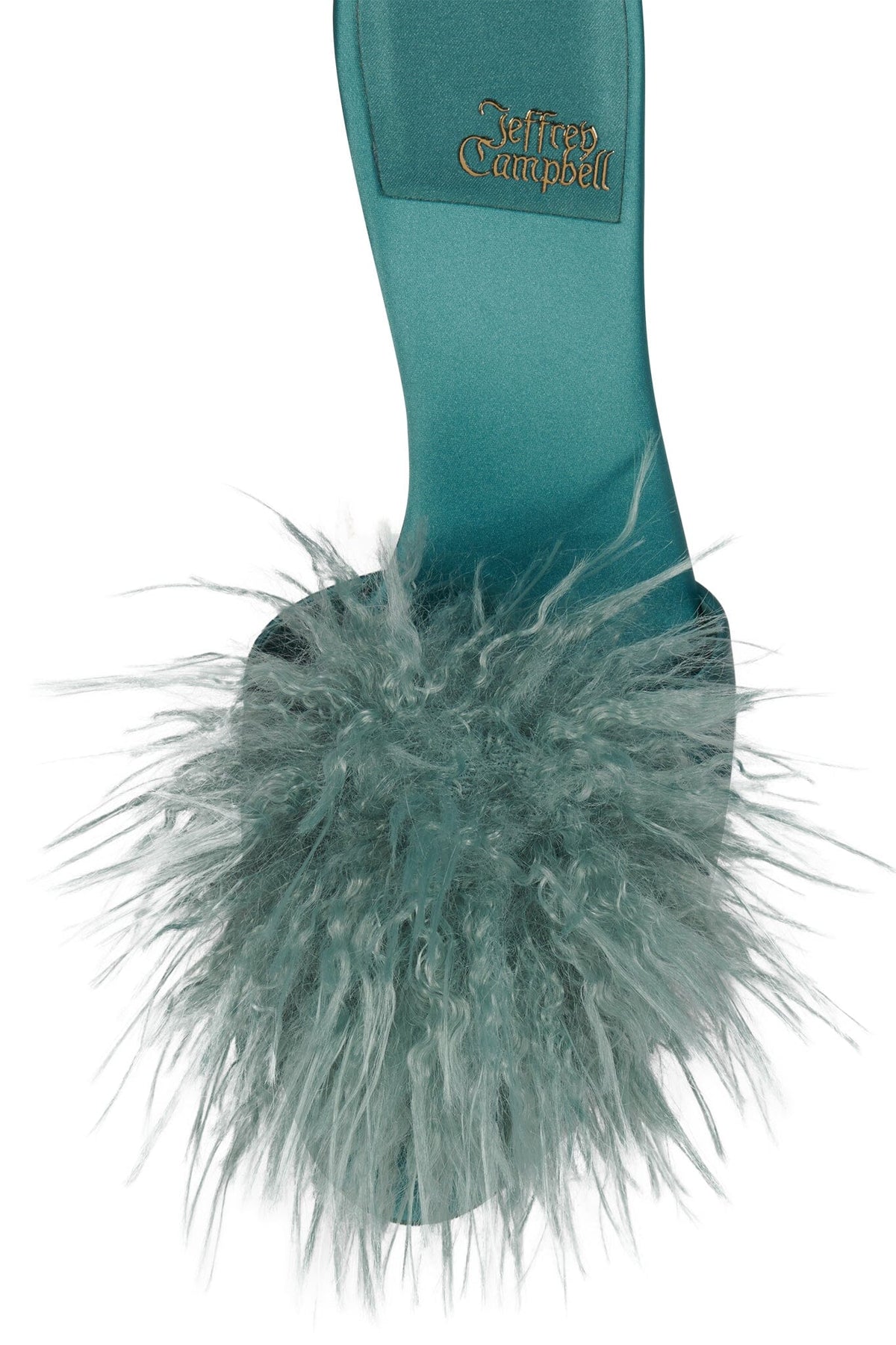SHOPAHOLIC Jeffrey Campbell Heeled Mule Teal Satin Combo
