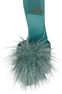 SHOPAHOLIC Jeffrey Campbell Heeled Mule Teal Satin Combo