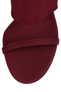 SHROUD Jeffrey Campbell Heeled Sandal Wine Fabric Combo