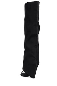 SHROUD Jeffrey Campbell Heeled Sandal Black Fabric Combo