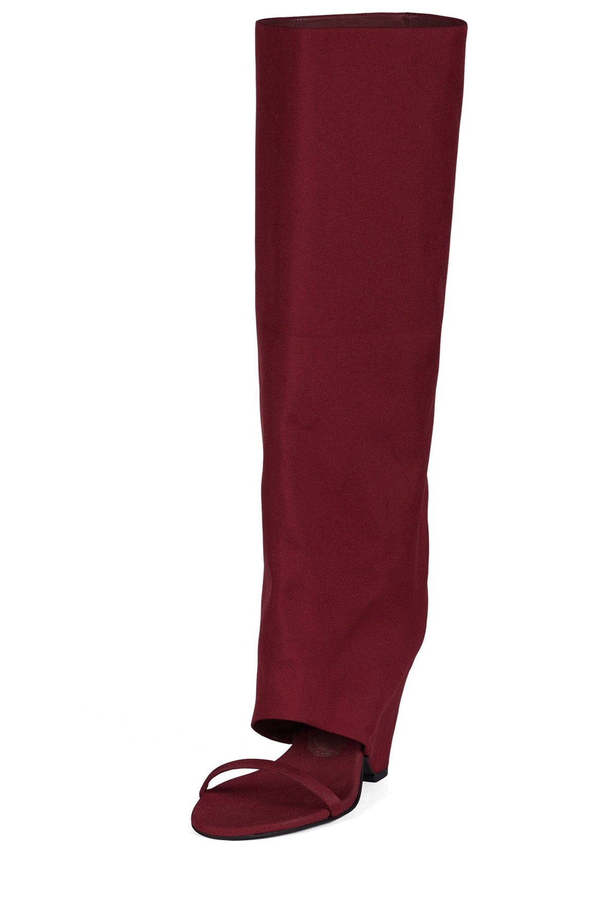 SHROUD Jeffrey Campbell Heeled Sandal Wine Fabric Combo
_hover