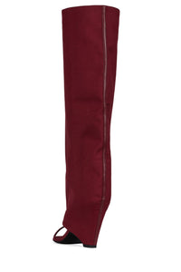 SHROUD Jeffrey Campbell Heeled Sandal Wine Fabric Combo