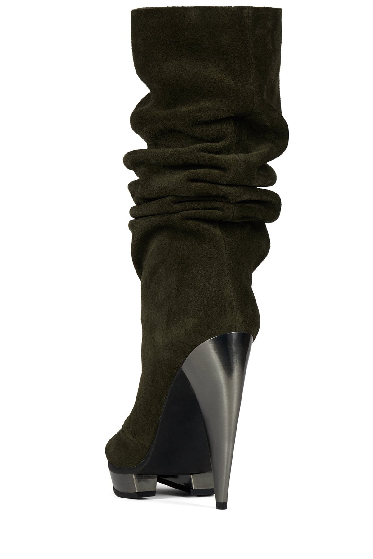 SLAY Slouch Heeled Boot Olive Suede