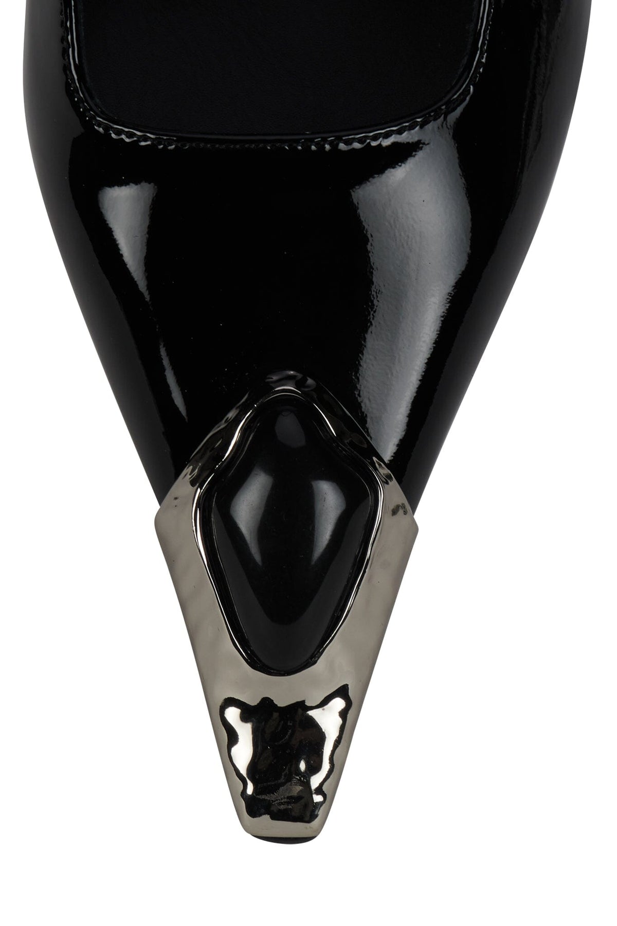 SORCERER Jeffrey Campbell Slingback Heels Black Patent Silver Black 