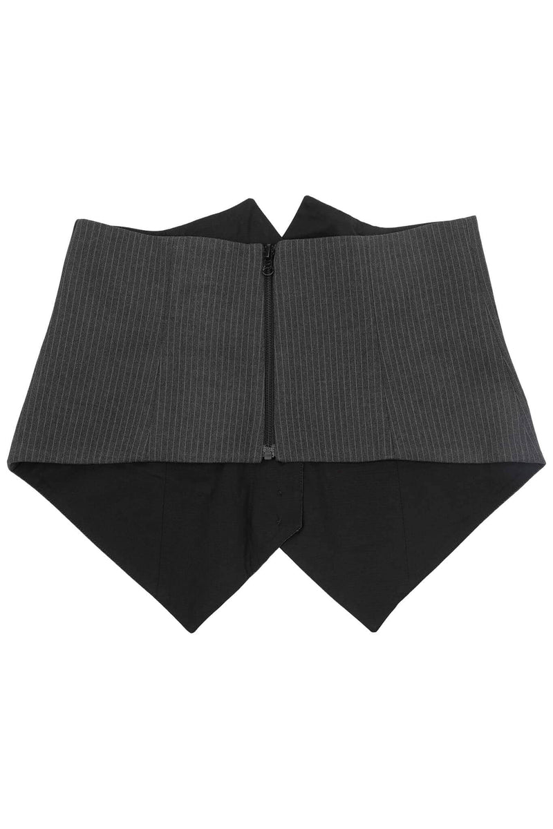 SPEAK-EASY SET Jeffrey Campbell Corset Dark Grey Pin Stripe 4