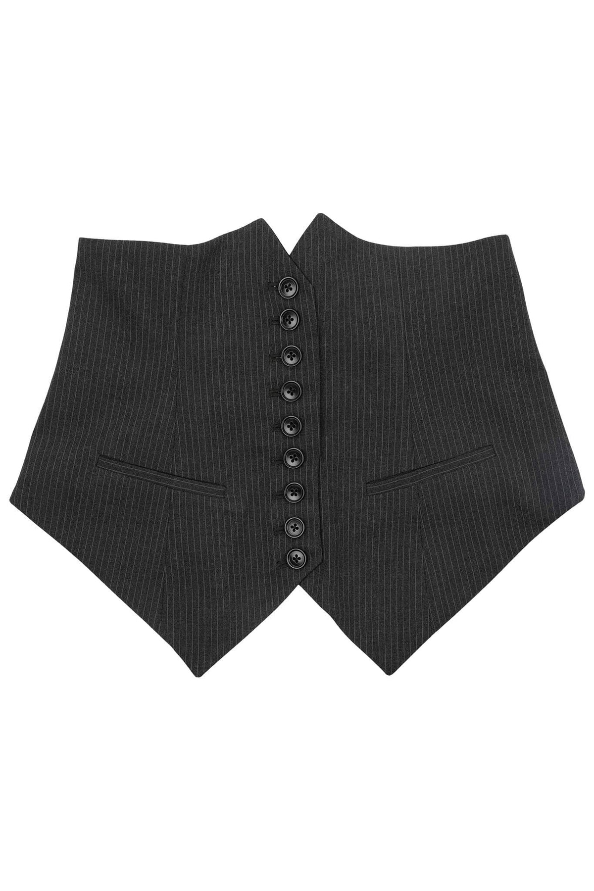 SPEAK-EASY SET Jeffrey Campbell Corset Dark Grey Pin Stripe 3