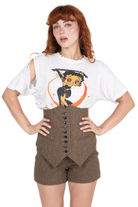 SPEAK-EASY Jeffrey Campbell Corset Brown Tweed