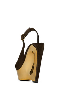 SPEED-SB Jeffrey Campbell Slingback Sandal Brown Suede Gold