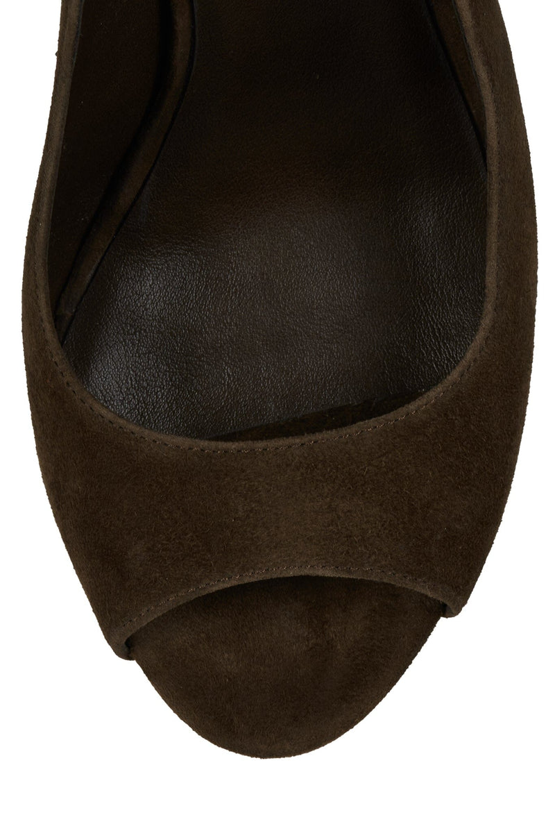 SPEED-SB Jeffrey Campbell Slingback Sandal Brown Suede Gold