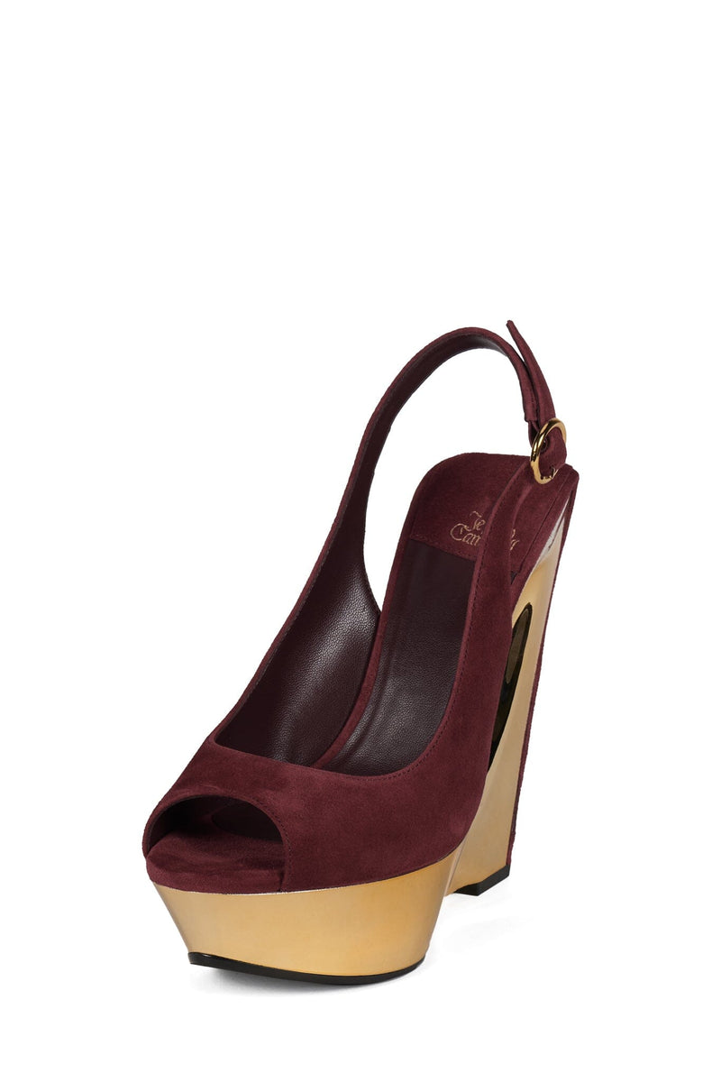 SPEED-SB Jeffrey Campbell Slingback Sandal Red Suede Gold
_hover