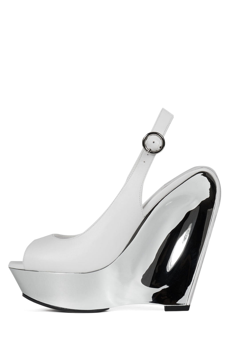 SPEED-SB Jeffrey Campbell Slingback Sandal White Silver