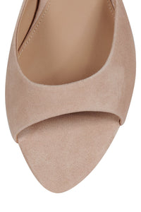 SPY-KID Jeffrey Campbell Kitten Heeled Sandal Beige Suede