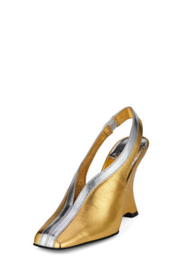 STRAITS Jeffrey Campbell Slingback Wedge Gold Silver Combo _hover