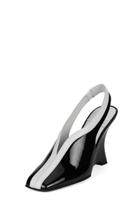 STRAITS Jeffrey Campbell Wedge Sandal Black White Combo _hover