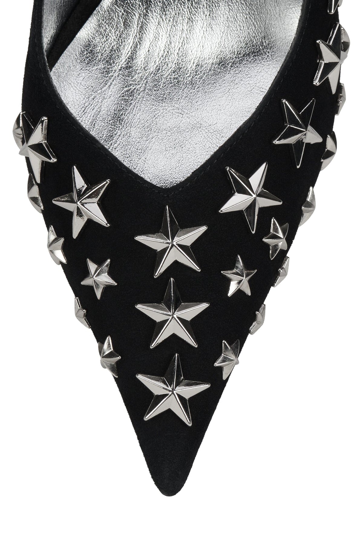 STRPWR-HI Stiletto Pump Black Suede Silver