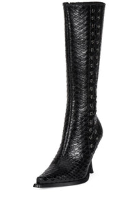 STUNNA Jeffrey Campbell Heeled Boot Black Snake _hover