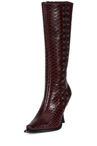 STUNNA Jeffrey Campbell Heeled Boot Purple Snake _hover