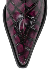 STUNNA Jeffrey Campbell Heeled Boot Raspberry Black Croco