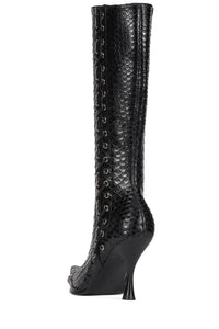 STUNNA Jeffrey Campbell Heeled Boot Black Snake