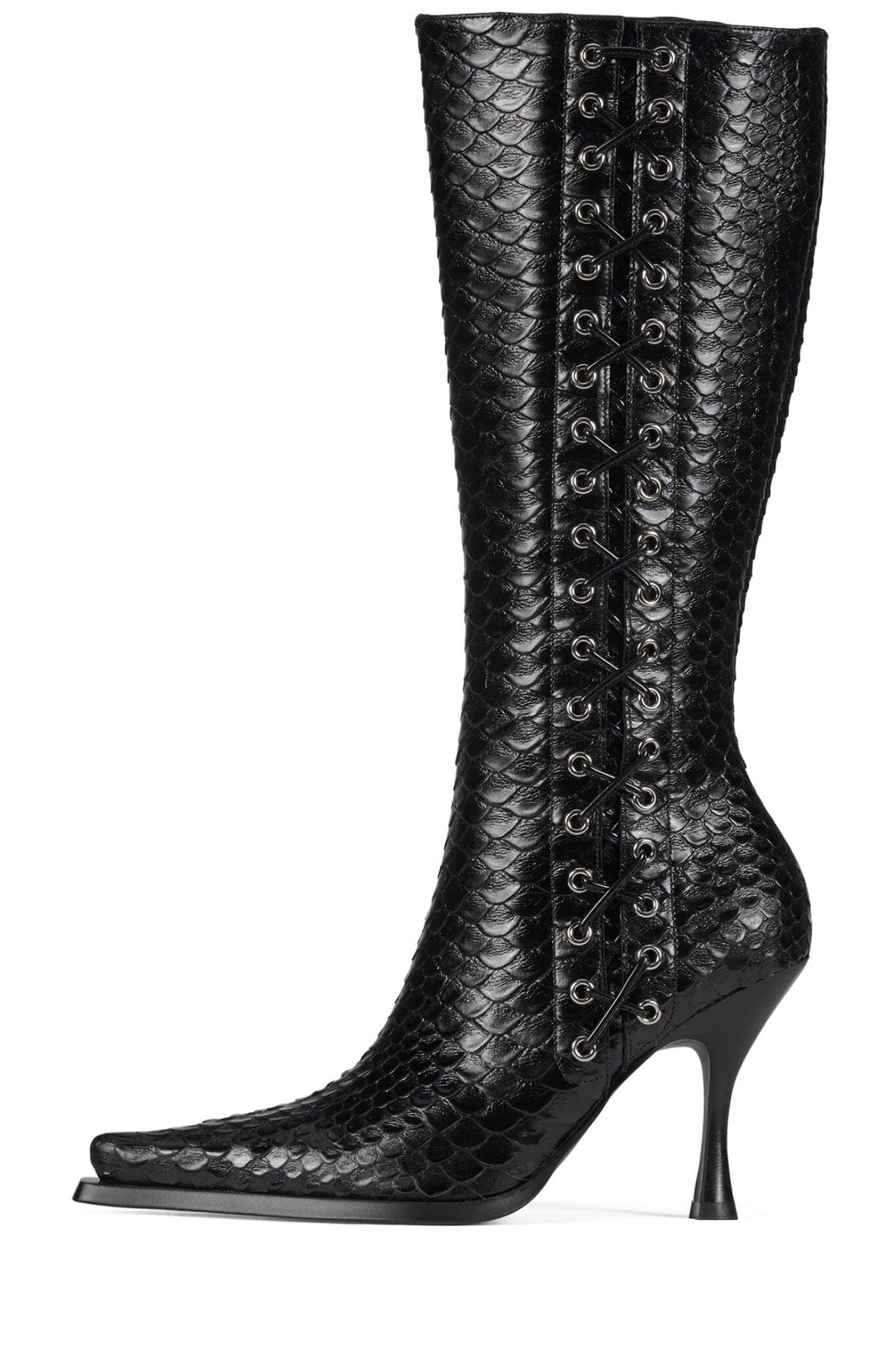STUNNA Jeffrey Campbell Heeled Boot Black Snake