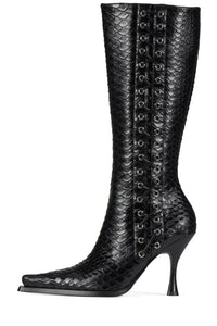 STUNNA Jeffrey Campbell Heeled Boot Black Snake