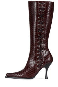 STUNNA Jeffrey Campbell Heeled Boot Purple Snake