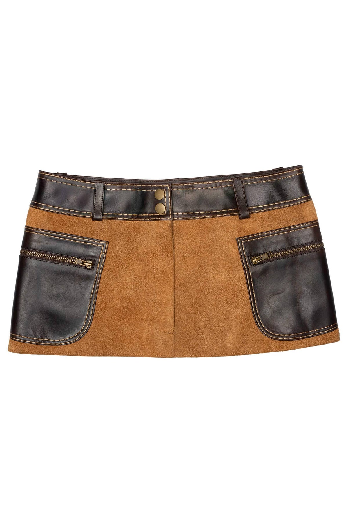 TACTICS Jeffrey Campbell Deconstructed Mini Skirt Tan Suede Brown 