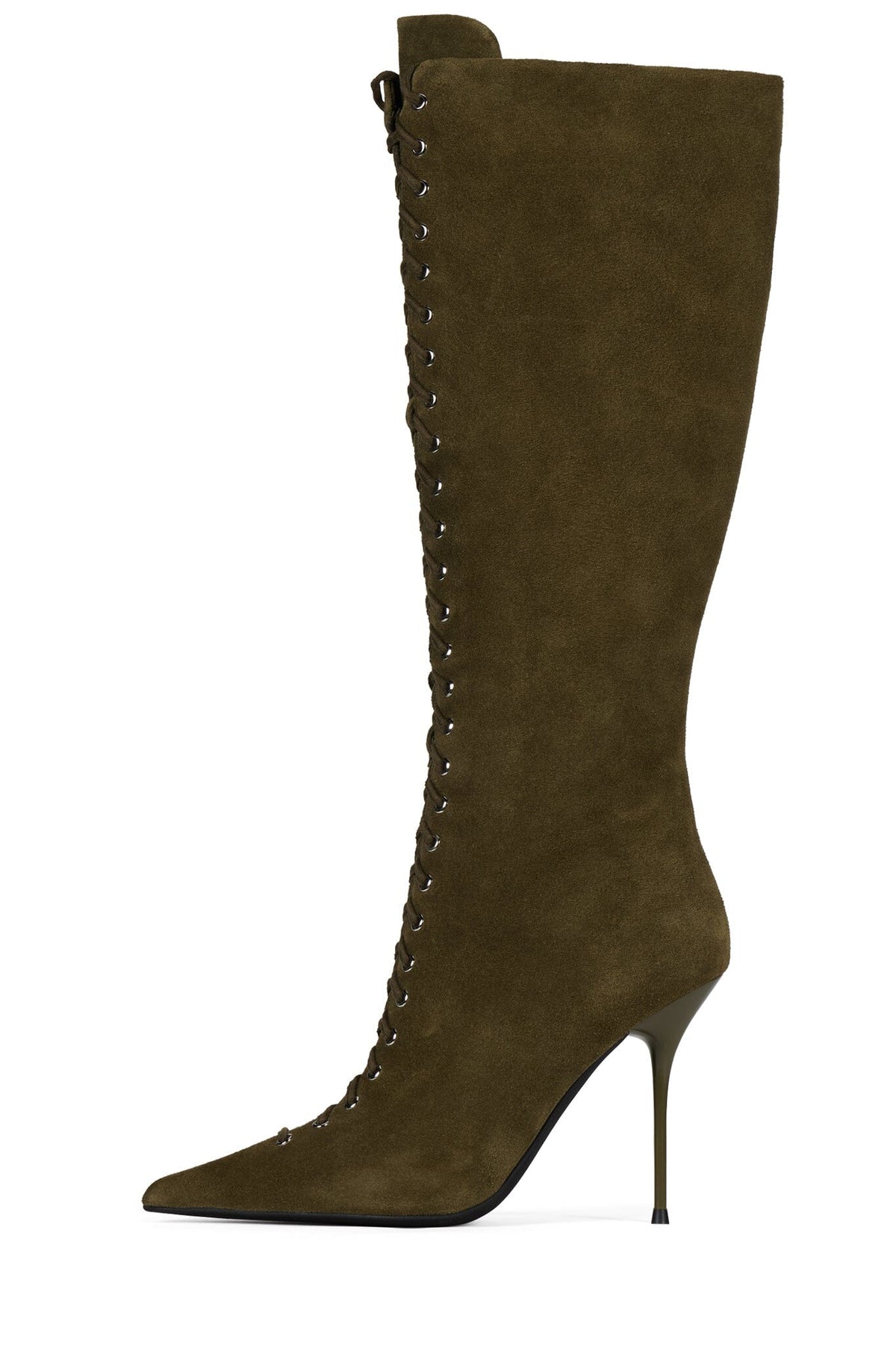 TAUNTING Knee-High Boot Olive Suede