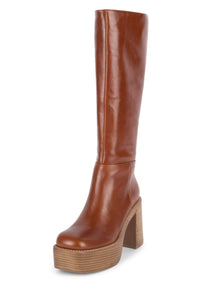 THE-BAND Jeffrey Campbell Knee-High Boot Tan Natural Stack