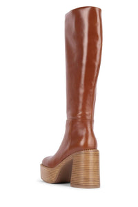 THE-BAND Jeffrey Campbell Knee-High Boot Tan Natural Stack