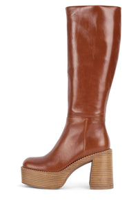 THE-BAND Jeffrey Campbell Knee-High Boot Tan Natural Stack